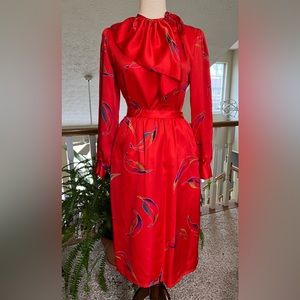 Vintage 1980s C.E.O. Red blouse and skirt set, Modern Size 0/2